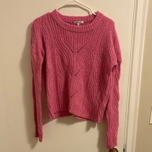 Madewell Pink Cable Knit Crew Neck Sweater